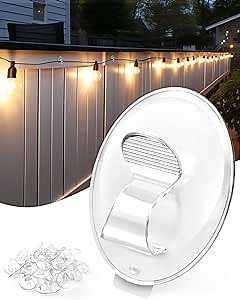 Hooks for Outdoor Rope Light Clips: 20Pcs Outdoors String Lights Clip - Heavy Duty Hanging Clear Light Clip with Waterproof Adhesive for Patio Hold Fence Hangers and Christmas Lighting Strips Hook