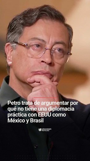 🇨🇴🇺🇸 Entrevista Exclusiva: Petro trata de argumentar por qué no tiene una diplomacia práctica con EEUU como México y Brasil. Daniel Coronell, presidente de Univision Noticias, cuestionó al presidente de Colombia, Gustavo Petro, sobre la razón por la que su relación con Donald Trump se ha complicado, a diferencia de la diplomacia que mantiene EEUU con otros mandatarios de izquierda, como los de México y Brasil. ✅ Sigue esta y más noticias las 24 horas en @ViX. #GustavoPietro#GustavoPietro#Col