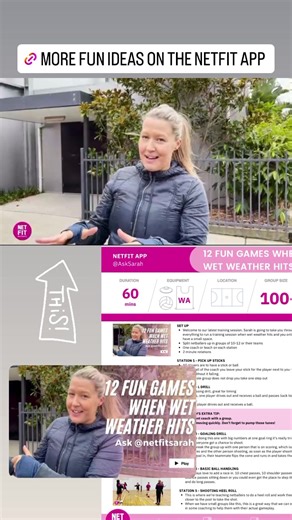 How do you run training in a rainy day? Try sarah’s 12 fun games! 📲 http://geni.us/netfit More drills, games and videos on the NETFIT Netball App! | NETFIT Netball