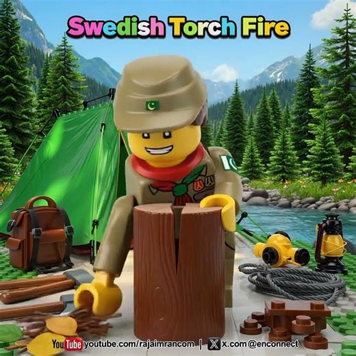 🔥 Swedish Torch Fire in 9 Seconds | LEGO Boy Scout Stop-Motion