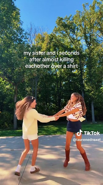 that fight lasted about 5 min #sister #relatable #viral #clothes #fall