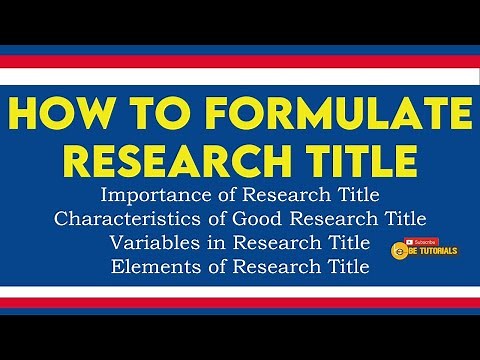 HOW TO FORMULATE RESEARCH TITLE