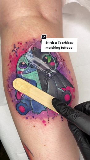 Matching Toothless and Stitch Tattoos