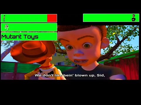 Toy Story (1995) Sid learns a lesson with healthbars