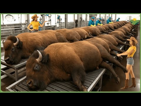 How Farmers Raise and Process Millions of Bison for Premium Meat – Farming Documentary