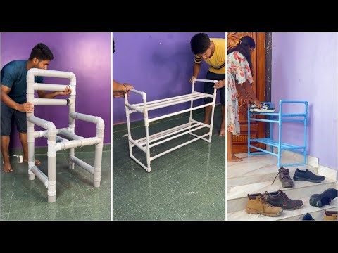 PVC pipe chair 🪑 making at home | Shoe Rack from PVC Pipes | Easy Home Storage Idea #deepscraft