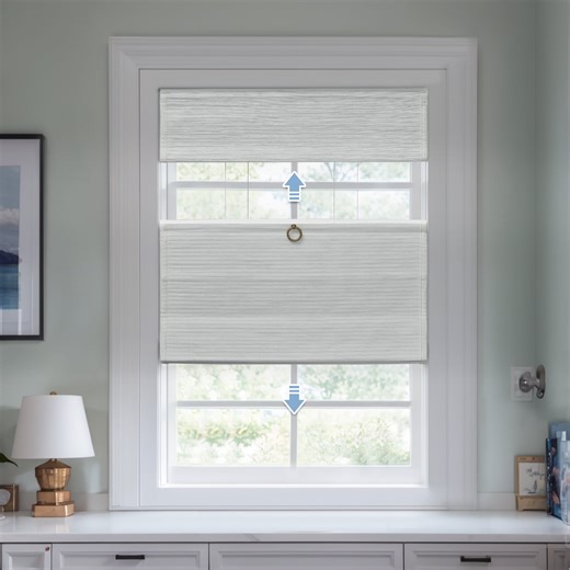 Keego Top Down Bottom Up Roman Shades for Windows Cordless Natural Fabric Roman Window Shades Blinds 100% Natural Linen Hand-Made Windowtreatment - White (with Linen, Block 90%-95% Light) 35"W x 56"H