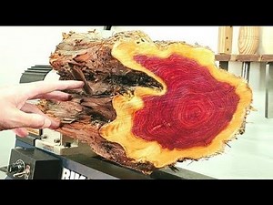 Woodturning Rough edge log into a vase !! #TPT【木工】木工旋盤を使用して木の花器を作る！