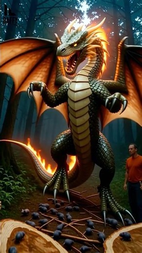 Dragon Inside the Log | Epic Dark Fantasy Animation #funny #rescue #animals #shorts