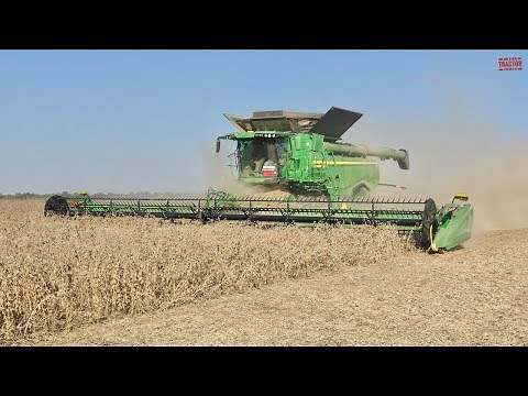 50ft JOHN DEERE HD50R Draper Harvesting Soybeans