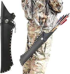 ZSHJGJR Hip Quiver for Arrows, Medieval Retro Handmade PU Leather Archery Quiver with Belt Clip, Adjustable Tilt Angle/Suspension Height for Field and Practice