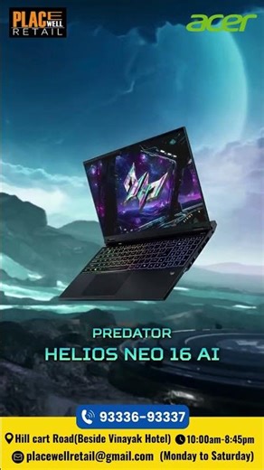 Acer Predator Helios Neo 16 AI – Intel Core Ultra + Nvidia Graphics | Unleash True Gaming Power