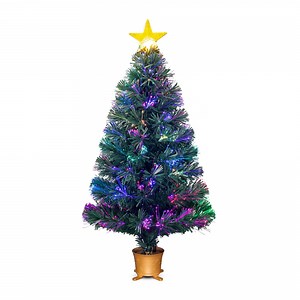 YUETJIN 32inch Pre-lit Mini Fiber Optic Tabletop Artificial Christmas Tree，Small Xmas Trees with Stars Decorations-Gold - Walmart.com