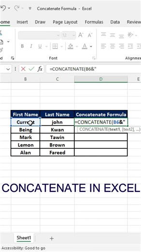 How to Use the CONCATENATE Function in Excel