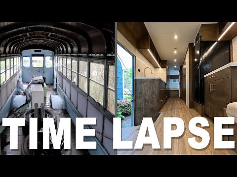Turning A School Bus Into An AMAZING Tiny Home | Time Lapse From Start To Finish