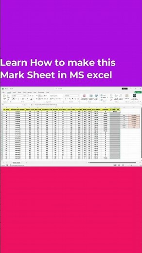 Marksheet in Excel with Formulae | Automated Student Result Sheet Tutorial
