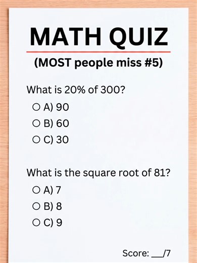 Math Quiz Challenge: Can You Score 7/7?