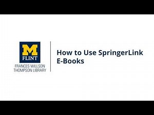 How to Use SpringerLink E-Books