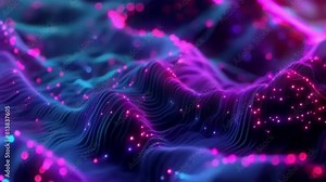 Deep learning and machine learning, abstract background, neon waves. Generative AI Stock Video