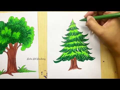 2 Easy Drawings of tree for kids and Beginners