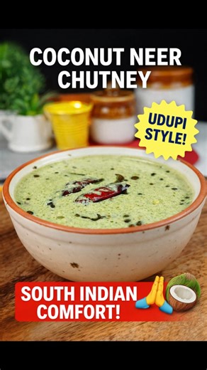 Mayur Gupta on Instagram: "COCONUT NEER CHUTNEY - UDUPI STYLE • In a pan add cooking oil • Add 4 Green chili • Add 5-6 curry leaves • Add 2 Tbsp Chana Dal • Add 2 Tbsp Peanuts • Add 5-6 Garlic and sauté till the peanuts and Chana dal turns slightly brown • Transfer it to a Grinding jar • Add ½ cup grated Coconut • Add ½ inch Ginger • Add Tamarind small piece • Add Salt • Add 5-6 Coriander leaves sprigs • Add little Water, Grind it to smooth paste • Transfer it to a bowl and add 1 cup Water Tempe