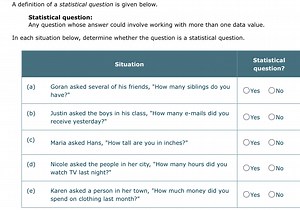 A definition of a statistical question is given below.Statisti... | Filo