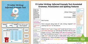 Y3 Letter Writing: Informal Model/Example Text