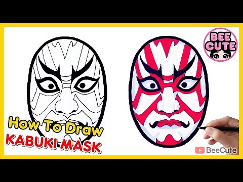 How to draw Kabuki mask | drawing and coloring Kabuki mask | Draw Japan mask