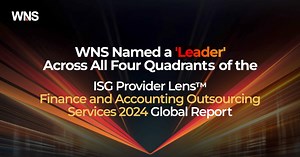 We are delighted to share that WNS has been recognized as a 'Leader' in all four quadrants of the ISG Provider Lens™ Finance and Accounting Outsourcing Services 2024 Global Report. This recognition by Information Services Group (ISG) for the third year in a row reflects our role in spearheading digital transformation across F&A processes, driving client growth through our proprietary solutions and strong capabilities in advanced analytics, Gen AI and hyper-automation. Learn more: https://bit.ly/
