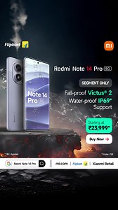 10K views · 69 reactions |  Redmi Note 14 Pro 5G | Sale is Live at just ₹23,999* Here’s why it’s the talk of the town: 朗 1.5k Curved AMOLED Display  50MP Sony Camera – next-level photography  IP68 – Water & Dust Resistance for any adventure ️ Corning Gorilla® Glass Victus® 2 – Premium protection  A smartphone designed for limitless possibilities. | Redmi India | Facebook