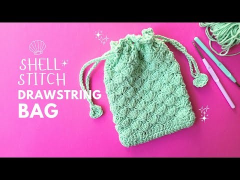 ❤️How to Crochet Drawstring Bag Using Shell Stitch | Simple & Stylish