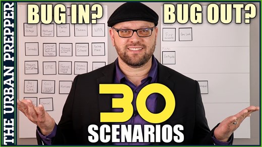 Bug in or bug out scenarios across thirty emergency situations