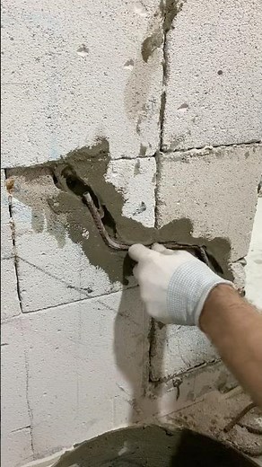 Perfect doorway fill using blocks and rebar #construction #diy #technique