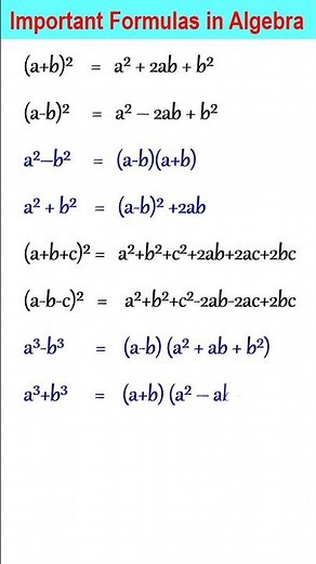 Algebra Formulas | Basic Algebraic Formulas