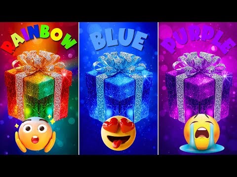 Choose Your Gift Box 3 🎁 3 Gift Box Challenge Rainbow vs Blue vs Purple | 2 Good, 1 Bad!