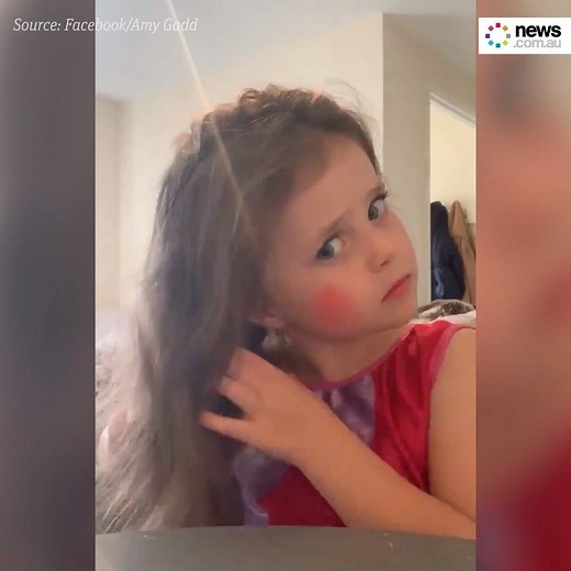This little girl's makeup tutorial is actually the best thing ever. From applying eyeshadow, to brushing hair, to how to apply lipgloss - and even stopping for an orange juice and cookie break in between. LOVE this 😍 | News.com.au