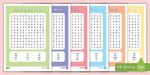 High Frequency Words Word Search