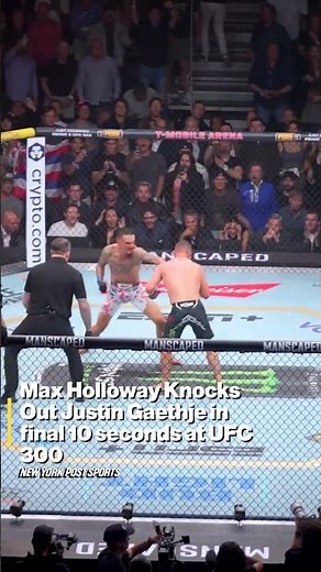 Max Holloway Knocks Out Justin Gaethje in final 10 seconds at UFC 300 #shorts