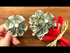 DIY Money Origami Flower Bouquet | Easy Dollar Bill Folding Tutorial for Beautiful Cash Gift Idea