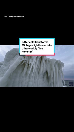 Michigan Lighthouse Covered in Ice Transformation
