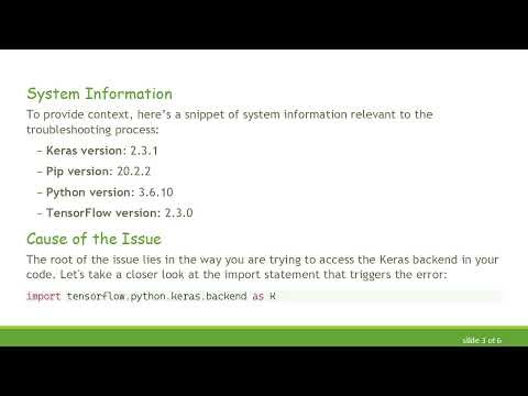 Fixing the AttributeError: module 'tensorflow' has no attribute 'python' in Keras TensorFlow