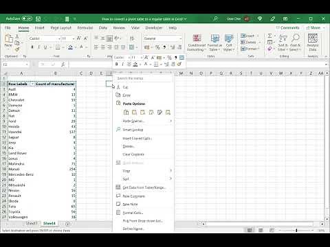 How to convert a pivot table to a regular table in Excel