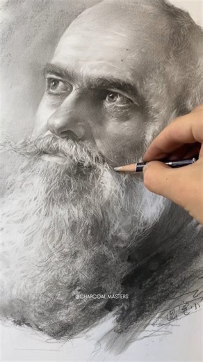 Charcoal Drawing Art Gallery on Instagram: "Charcoal portrait drawing by artist Central Academy of Fine Arts Shanghai (Douyin) — a powerful and dignified study marked by exceptional tonal depth and refined realism. The artist masterfully captures age, wisdom, and character through nuanced textures in the beard, subtle transitions in skin tones, and a strong sense of light and form. Artist: Central Academy of Fine Arts Shanghai (Douyin) #charcoaldrawing #portraitart #realismart #charcoalart"