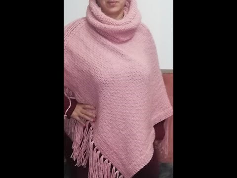 tuto tricot poncho tres tendance taille XL pour debutant (doux et hyvernal)