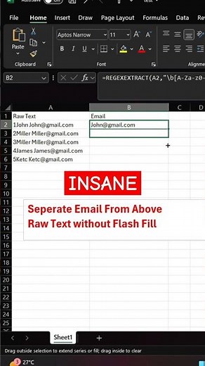 Extract Email from Text in Excel with REGEXEXTRACT! #ExcelTricks