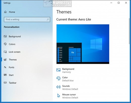 Aero Lite Theme in Windows 10 & 11