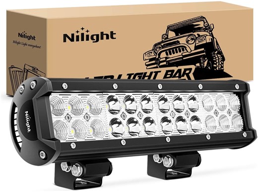 Nilight 12 Inch LED Light Bar, 72W Spot Flood Combo Beam, 12V Off-Road Driving Light for Trucks, Boats, Fog Work Lights
