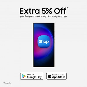 Get an extra 5% off instantly on your first purchase through the Samsung Shop app.* *T&Cs apply. | Samsung | Facebook