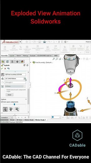 Exploded View Animation in SolidWorks #shorts SolidWorks Exploded View Animation Tutorial #CADable