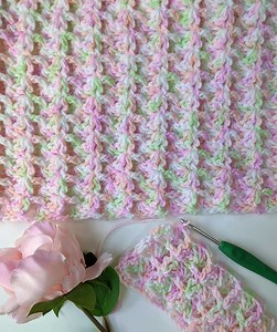 New crochet Bernat baby blanket yarn pattern - Monet